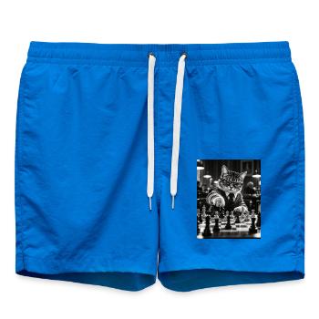 Katze Schachspieler Retro Design - Badeshorts - Cobalt blue - Vorne - AI Model Male 185 light (185cm)