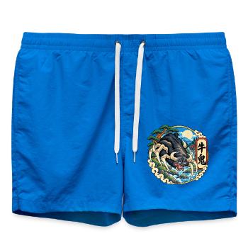 Ushi-Oni als japanischer Rinderdämon - Badeshorts - Cobalt blue - Vorne - AI Model Male 185 light (185cm)