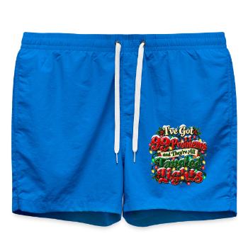 Wortspiel mit verfilzten Weihnachtslichtern - Badeshorts - Cobalt blue - Vorne - AI Model Male 185 light (185cm)