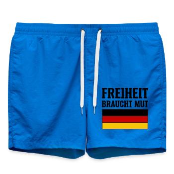 Freiheit braucht Mut Meinungsfreiheit - Badeshorts - Cobalt blue - Vorne - AI Model Male 185 light (185cm)