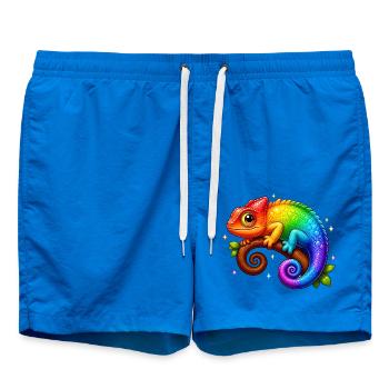 Kawaii Chamäleon Regenbogen Bunt T-Shirt - Badeshorts - Cobalt blue - Vorne - AI Model Male 185 light (185cm)