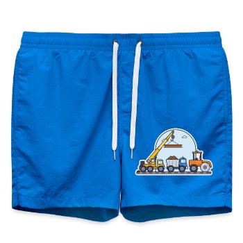 Baustelle: Kran, Kipper und Straßenwalze - Badeshorts - Cobalt blue - Vorne - AI Model Male 185 light (185cm)