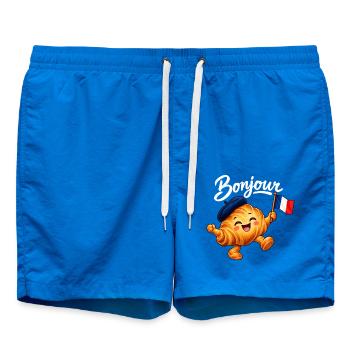 Cute French Croissant Bonjour Paris - Badeshorts - Cobalt blue - Vorne - AI Model Male 185 light (185cm)