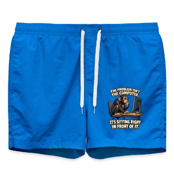ODDROO – Computerproblem mit Nerd-Schimpanse - Badeshorts - Cobalt blue - Vorne - AI Model Male 185 light (185cm)