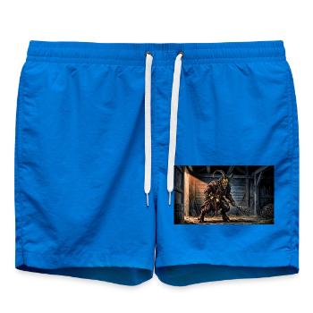 Krampus Alpenweihnachts-Folklore-Tradition Hörner - Badeshorts - Cobalt blue - Vorne - AI Model Male 185 light (185cm)