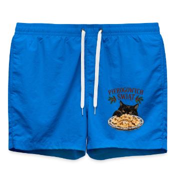 Pierogowych Świąt Polnische Weihnachtskatze Pierogi - Badeshorts - Cobalt blue - Vorne - AI Model Male 185 light (185cm)