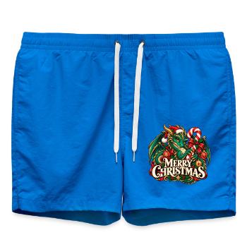 Merry Christmas Drache Weihnachten Zuckerstange - Badeshorts - Cobalt blue - Vorne - AI Model Male 185 light (185cm)