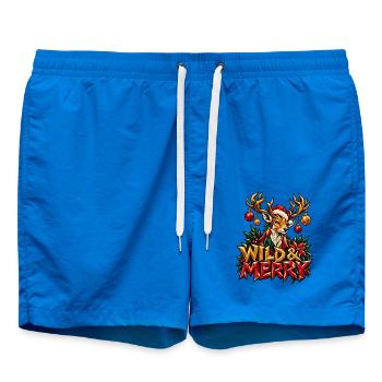 Wild and Merry Rentier Weihnachten Low Poly Shirt - Badeshorts - Cobalt blue - Vorne - AI Model Male 185 light (185cm)