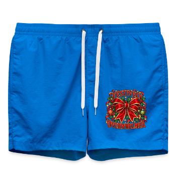 Festively Overwhelmed – lustiger Weihnachtsspruch - Badeshorts - Cobalt blue - Vorne - AI Model Male 185 light (185cm)