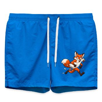 Fuchs entführt Gans – Lustiger Comic - Badeshorts - Cobalt blue - Vorne - AI Model Male 185 light (185cm)