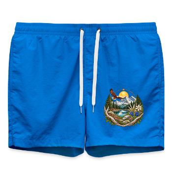 Mondlichtwald Bergsee Kreis - Badeshorts - Cobalt blue - Vorne - AI Model Male 185 light (185cm)