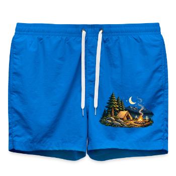 Midnight Camp – Magische Nacht am Bergsee - Badeshorts - Cobalt blue - Vorne - AI Model Male 185 light (185cm)