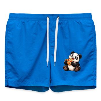 Cooler Pinguin mit Pizza Cartoon - Badeshorts - Cobalt blue - Vorne - AI Model Male 185 light (185cm)