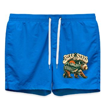 Bär unter Sternen – Berglandschaft Retro - Badeshorts - Cobalt blue - Vorne - AI Model Male 185 light (185cm)