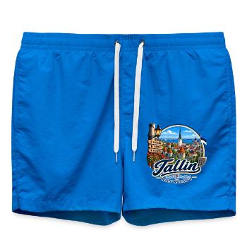 Tallin - Estonia - Estland - Baltikum - Koordinate - Badeshorts - Cobalt blue - Vorne - AI Model Male 185 light (185cm)