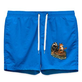 Dachs und Fuchs beim Kanufahren – Outdoor Abenteue - Badeshorts - Cobalt blue - Vorne - AI Model Male 185 light (185cm)