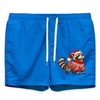 Weihnachts Waschbär – Norwegerpullover - Badeshorts - Cobalt blue - Vorne - AI Model Male 185 light (185cm)
