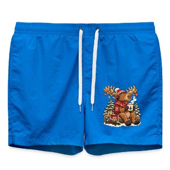 Weihnachtselch mit Schal und heißem Kakao - Badeshorts - Cobalt blue - Vorne - AI Model Male 185 light (185cm)