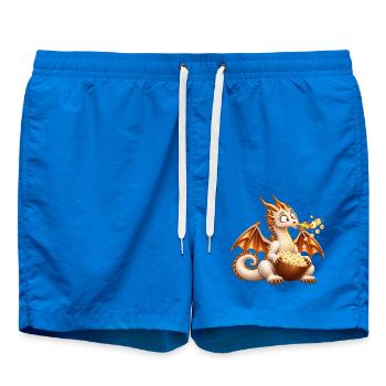 Popcorn-Drache – Feuer frei für den Filmabend - Badeshorts - Cobalt blue - Vorne - AI Model Male 185 light (185cm)