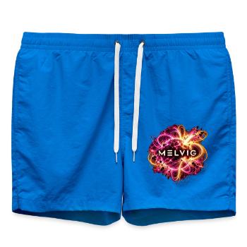 MELVIG Magnetar – Weltraumkunst in Pink & Gold - Badeshorts - Cobalt blue - Vorne - AI Model Male 185 light (185cm)
