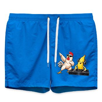 Chicken, Banana, DJ lustig - Badeshorts - Cobalt blue - Vorne - AI Model Male 185 light (185cm)