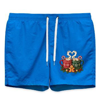 Weihnachts-Heißschokoladen-Tassen und Lebkuchen - Badeshorts - Cobalt blue - Vorne - AI Model Male 185 light (185cm)