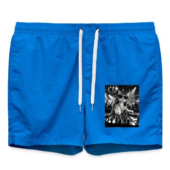Katze DJ mit Plattenspieler Minimal Techno - Badeshorts - Cobalt blue - Vorne - AI Model Male 185 light (185cm)