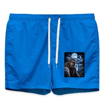 Bigfoot Alien UFO Loch Ness Weltraum Szene Kryptid - Badeshorts - Cobalt blue - Vorne - AI Model Male 185 light (185cm)