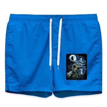 Bigfoot Alien UFO Loch Ness Weltraum Szene Kryptid - Badeshorts - Cobalt blue - Vorne - AI Model Male 185 light (185cm)