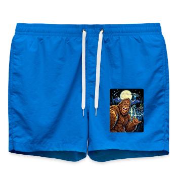 Bigfoot Alien UFO Loch Ness Weltraum Szene Kryptid - Badeshorts - Cobalt blue - Vorne - AI Model Male 185 light (185cm)