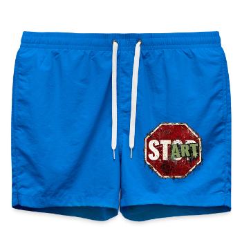 START statt STOP – Motivation Graffiti Streetwear - Badeshorts - Cobalt blue - Vorne - AI Model Male 185 light (185cm)