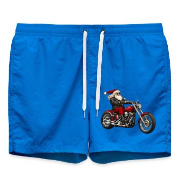 Weihnachtsbiker Santa auf Motorrad - Badeshorts - Cobalt blue - Vorne - AI Model Male 185 light (185cm)