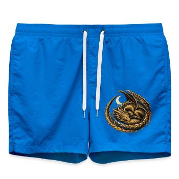 Goldfarbener Monddrache - Badeshorts - Cobalt blue - Vorne - AI Model Male 185 light (185cm)