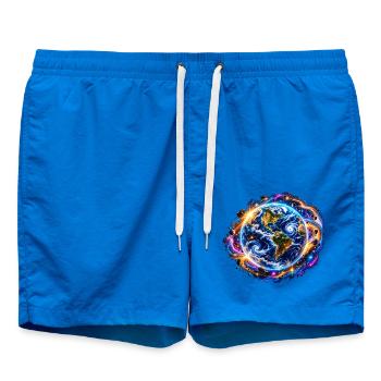 Planet Erde – Kosmische Neon Weltraum Kunst - Badeshorts - Cobalt blue - Vorne - AI Model Male 185 light (185cm)