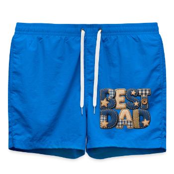 Best Dad – Papa Geschenk im 3D Patchwork Jeans - Badeshorts - Cobalt blue - Vorne - AI Model Male 185 light (185cm)