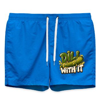 Dill with It: Gurken-Humor - Badeshorts - Cobalt blue - Vorne - AI Model Male 185 light (185cm)