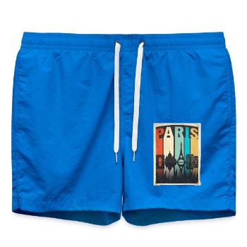 Vintage-Pariser Reiseplakat Skyline France Tee - Badeshorts - Cobalt blue - Vorne - AI Model Male 185 light (185cm)