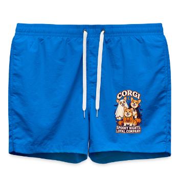 Spooky Nights Loyale Gesellschaft – Corgi Halloween Hund - Badeshorts - Cobalt blue - Vorne - AI Model Male 185 light (185cm)