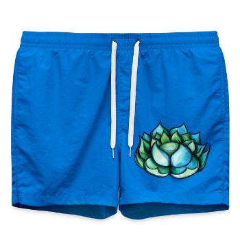 Blaugrüne Aquarell-Sukkulente - Badeshorts - Cobalt blue - Vorne - AI Model Male 185 light (185cm)