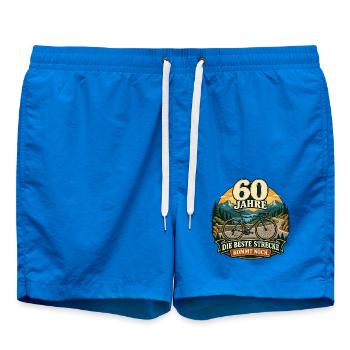 60 Jahre Die beste Strecke kommt noch - Badeshorts - Cobalt blue - Vorne - AI Model Male 185 light (185cm)