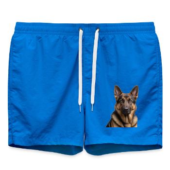 Kopfportrait Deutscher Schäferhund - Badeshorts - Cobalt blue - Vorne - AI Model Male 185 light (185cm)