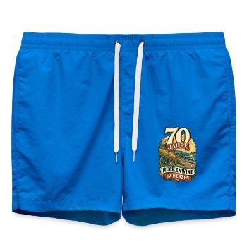 70 Jahre Rückenwind im Herzen - Badeshorts - Cobalt blue - Vorne - AI Model Male 185 light (185cm)