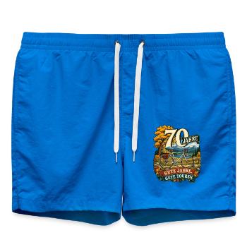 70 Jahre Fahrradabenteuer Gute Jahre Gute Touren - Badeshorts - Cobalt blue - Vorne - AI Model Male 185 light (185cm)