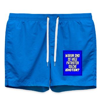 Warum sind so viele Patrioten solche Idioten? - Badeshorts - Cobalt blue - Vorne - AI Model Male 185 light (185cm)