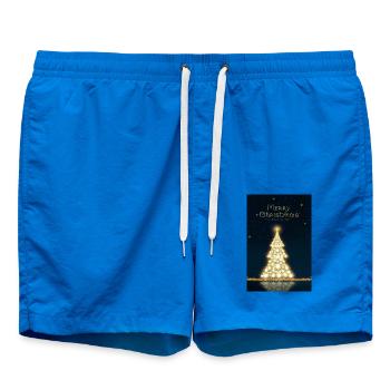 Goldener Weihnachtsbaum, isoliert am Sternenhimmel - Badeshorts - Cobalt blue - Vorne - AI Model Male 185 light (185cm)