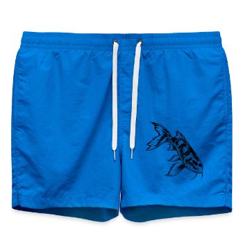 Koi Karpfen – Schwarz Weiß Fischgravur - Badeshorts - Cobalt blue - Vorne - AI Model Male 185 light (185cm)