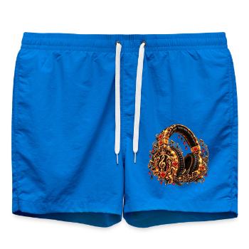 Goldene Herzmusik Kopfhörer-Design - Badeshorts - Cobalt blue - Vorne - AI Model Male 185 light (185cm)