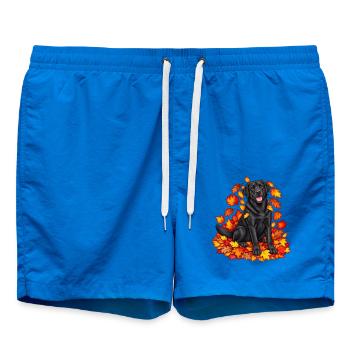 Schwarzer Labrador im Laubzauber - Badeshorts - Cobalt blue - Vorne - AI Model Male 185 light (185cm)