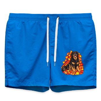 Hovawart im Herbstlaub - Badeshorts - Cobalt blue - Vorne - AI Model Male 185 light (185cm)