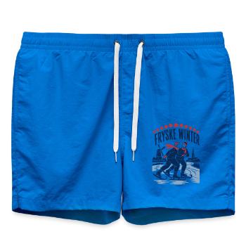 Fryske Winter Retro Schlittschuh Schaatsen Design - Badeshorts - Cobalt blue - Vorne - AI Model Male 185 light (185cm)